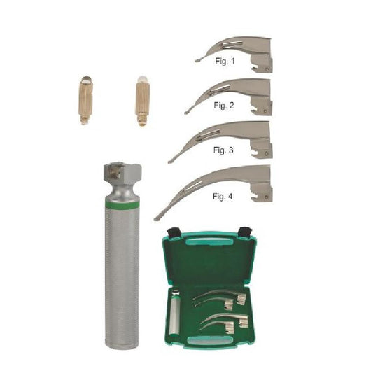 MC-INTOSH LARYNGOSCOPE SET OF FIBER OPTIC HALOGEN ILLUMINATION